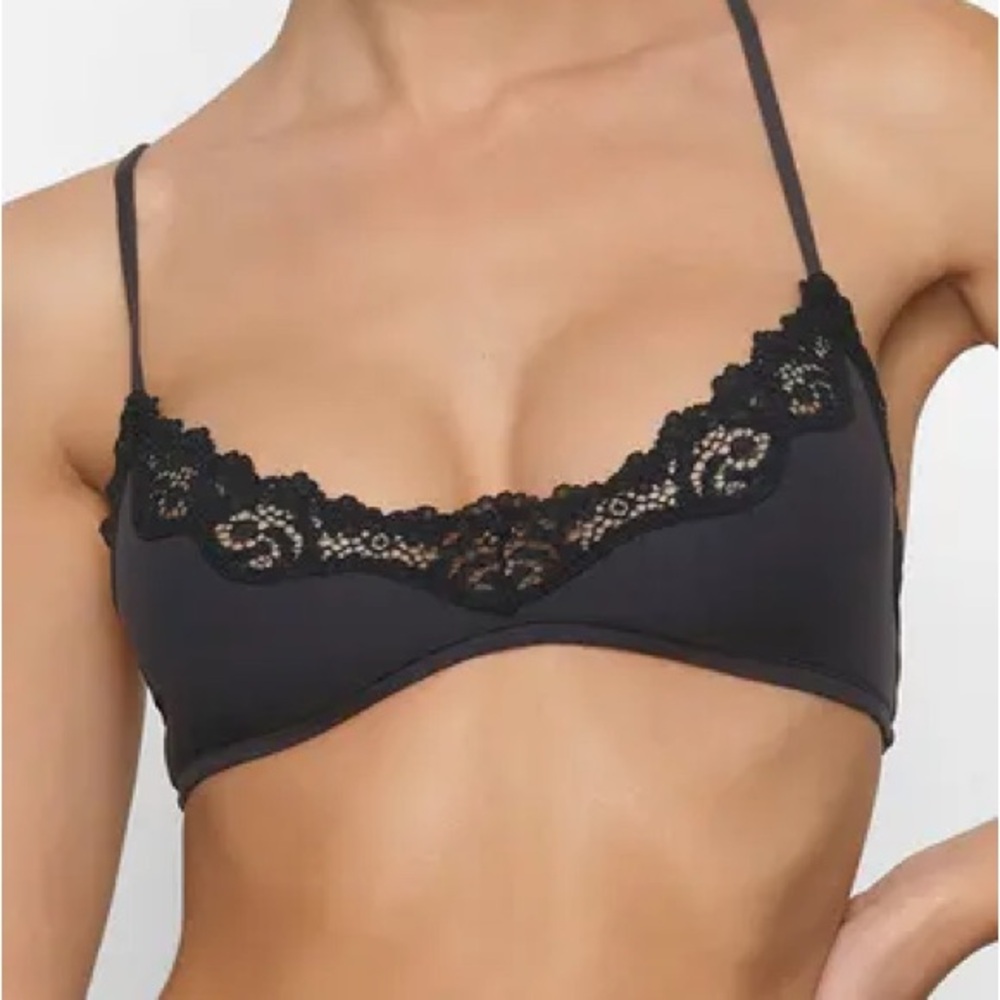 SKIMS Black Bandeau with Lace Detailing